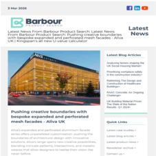 Latest News From Barbour Product Search: Pushing creative boundaries with bespoke expanded and perforated mesh facades - Aliva UK | Kingspan's all new U-value calculator